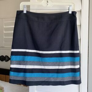 White House Black Market Ribbon Striped Black‎ Skirt Straight Pencil Size 6 Blue